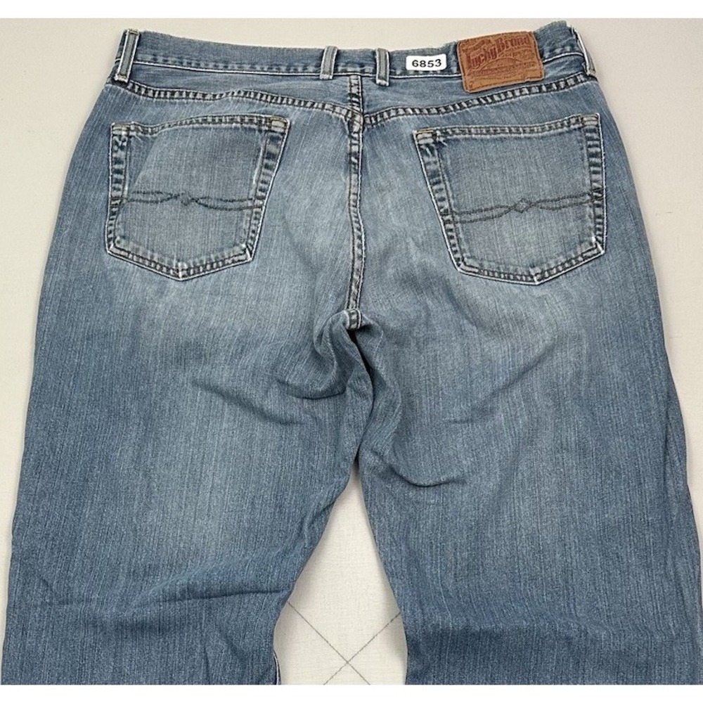 Y2K Lucky Brand 182 Bootleg Jeans Men Fits 35x34 Y2K Blue Distressed Denim USA